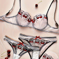 Elegant Embroidered Bra and Panties Set | Medium Support, Half-Sheer, Comfortable and Breathable, Ideal for Romantic Couples and Valentine'S Day