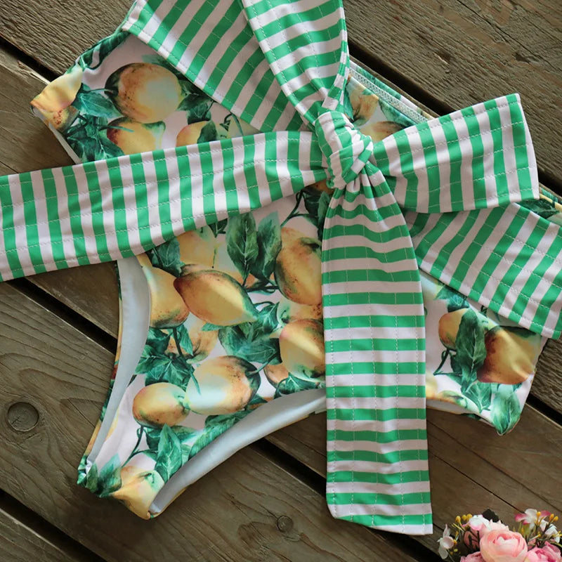 Deux pièces femmes Floral 2025 Push-Up rembourré soutien-gorge volants bandeau Bikini ensemble maillot de bain maillots de bain maillot de bain maillots de bain Biquini