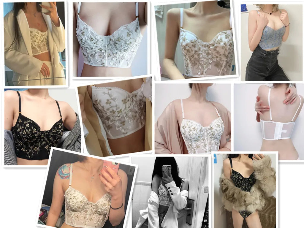 Nouvelle broderie dentelle fleurs sous-vêtements français Sexy corps façonnage Push Up soutien-gorge ensemble romantique blanc Lingerie soutiens-gorge et culottes ensemble