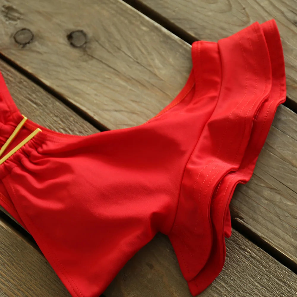 Deux pièces femmes Floral 2025 Push-Up rembourré soutien-gorge volants bandeau Bikini ensemble maillot de bain maillots de bain maillot de bain maillots de bain Biquini