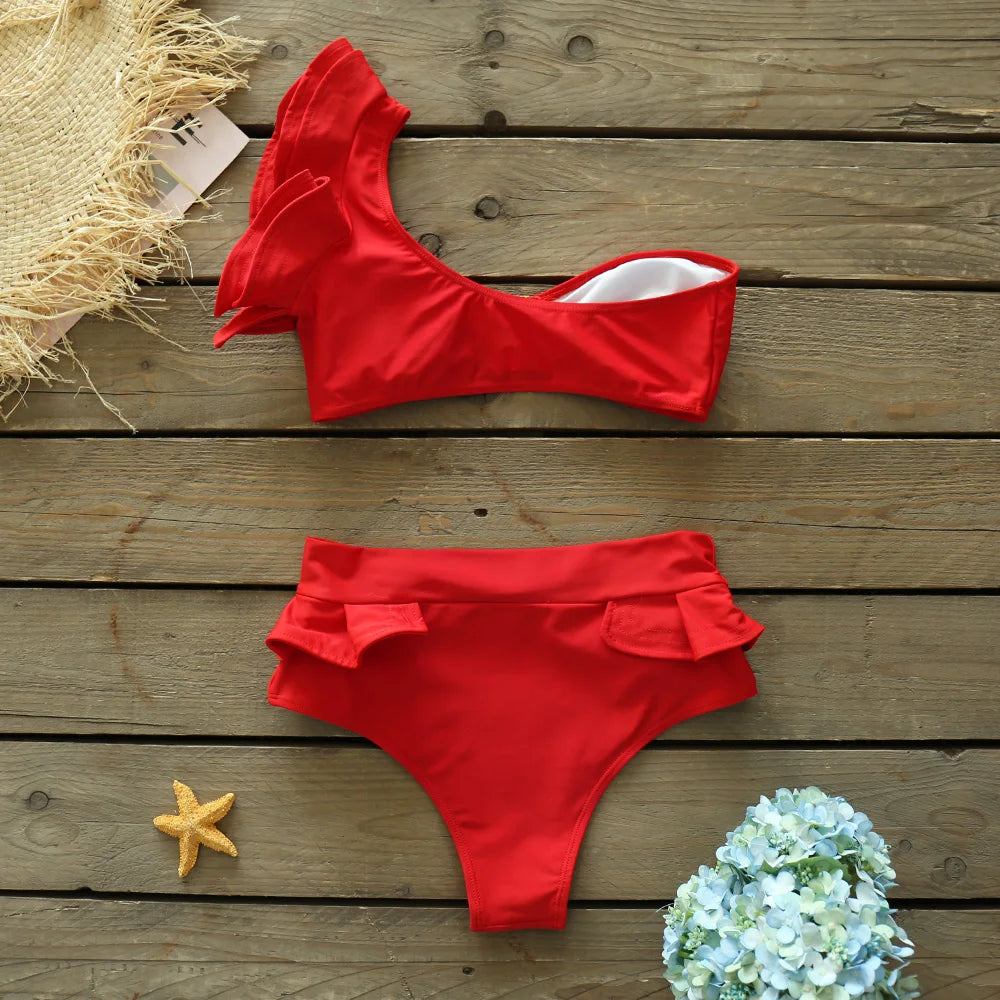 Deux pièces femmes Floral 2025 Push-Up rembourré soutien-gorge volants bandeau Bikini ensemble maillot de bain maillots de bain maillot de bain maillots de bain Biquini