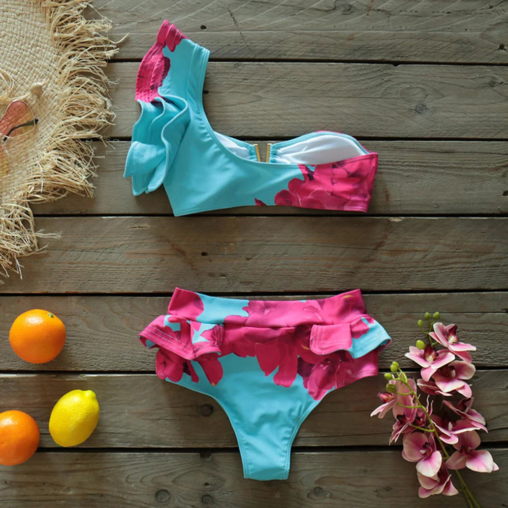 Deux pièces femmes Floral 2025 Push-Up rembourré soutien-gorge volants bandeau Bikini ensemble maillot de bain maillots de bain maillot de bain maillots de bain Biquini