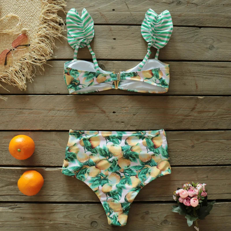 Deux pièces femmes Floral 2025 Push-Up rembourré soutien-gorge volants bandeau Bikini ensemble maillot de bain maillots de bain maillot de bain maillots de bain Biquini