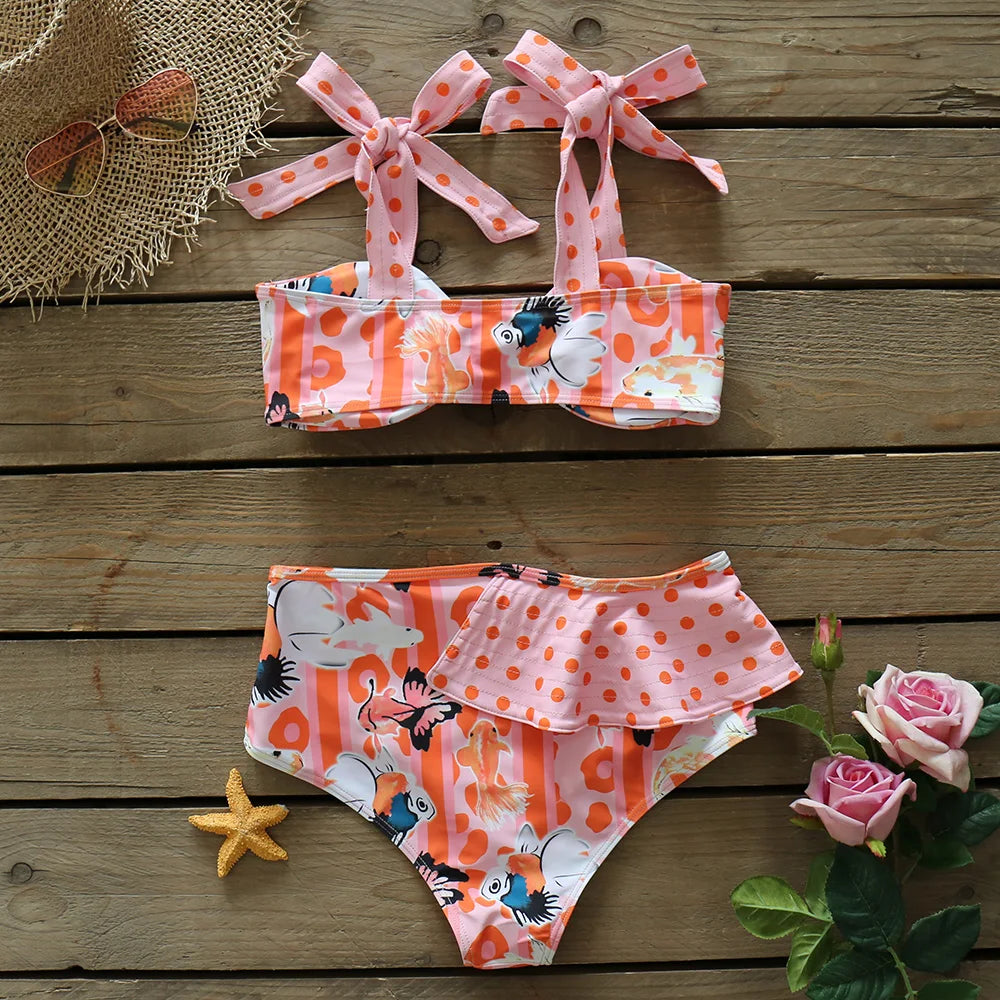 Deux pièces femmes Floral 2025 Push-Up rembourré soutien-gorge volants bandeau Bikini ensemble maillot de bain maillots de bain maillot de bain maillots de bain Biquini