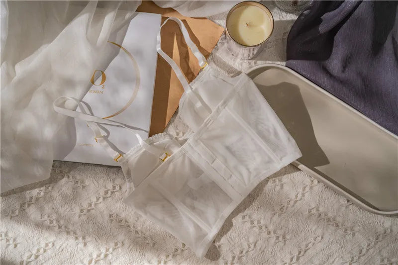 Nouvelle broderie dentelle fleurs sous-vêtements français Sexy corps façonnage Push Up soutien-gorge ensemble romantique blanc Lingerie soutiens-gorge et culottes ensemble