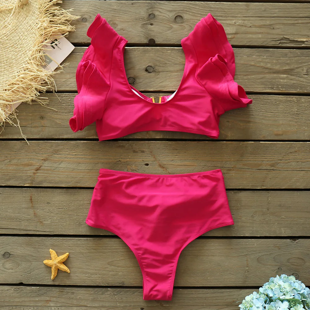 Deux pièces femmes Floral 2025 Push-Up rembourré soutien-gorge volants bandeau Bikini ensemble maillot de bain maillots de bain maillot de bain maillots de bain Biquini