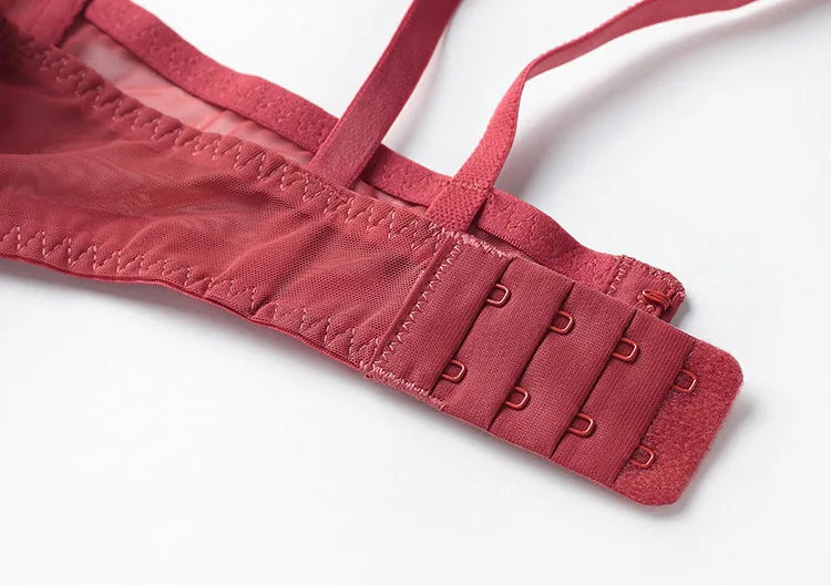 Ensemble soutien-gorge et culotte en dentelle transparente ultra fine pour femme, sous-vêtements sexy, lingerie, brassières, bonnets A B C D E, 95C 95D