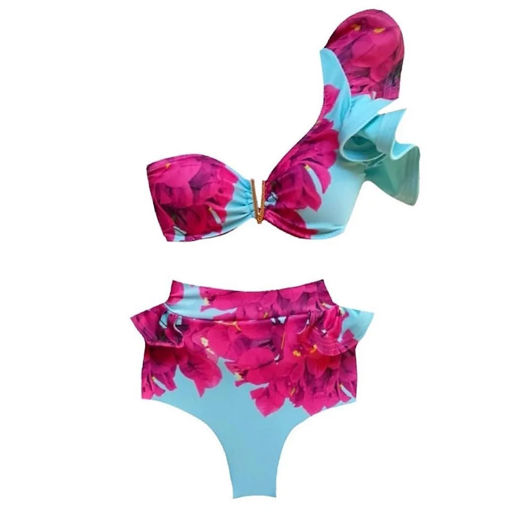 Deux pièces femmes Floral 2025 Push-Up rembourré soutien-gorge volants bandeau Bikini ensemble maillot de bain maillots de bain maillot de bain maillots de bain Biquini