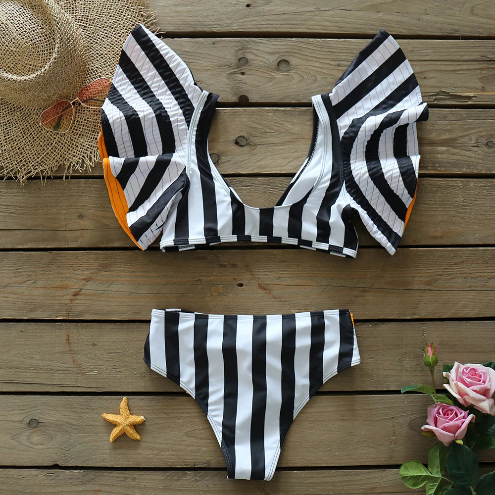 Deux pièces femmes Floral 2025 Push-Up rembourré soutien-gorge volants bandeau Bikini ensemble maillot de bain maillots de bain maillot de bain maillots de bain Biquini