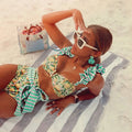 Deux pièces femmes Floral 2025 Push-Up rembourré soutien-gorge volants bandeau Bikini ensemble maillot de bain maillots de bain maillot de bain maillots de bain Biquini