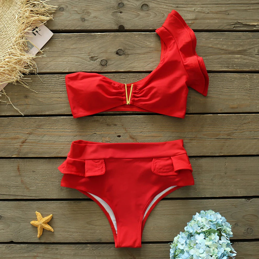 Deux pièces femmes Floral 2025 Push-Up rembourré soutien-gorge volants bandeau Bikini ensemble maillot de bain maillots de bain maillot de bain maillots de bain Biquini