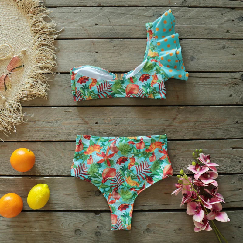 Deux pièces femmes Floral 2025 Push-Up rembourré soutien-gorge volants bandeau Bikini ensemble maillot de bain maillots de bain maillot de bain maillots de bain Biquini