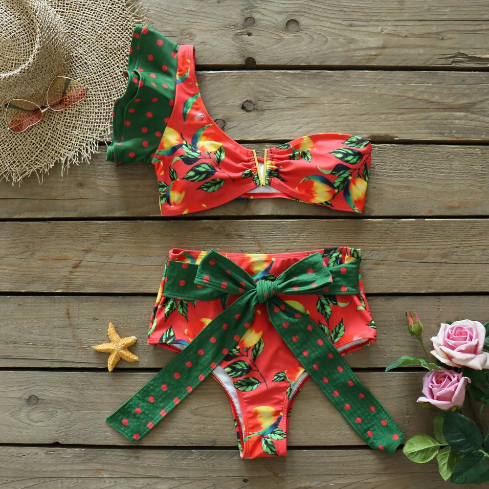 Deux pièces femmes Floral 2025 Push-Up rembourré soutien-gorge volants bandeau Bikini ensemble maillot de bain maillots de bain maillot de bain maillots de bain Biquini