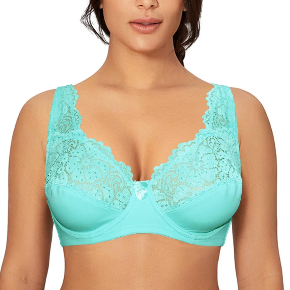 Soutiens-gorge pour femmes Lingerie haut femme dentelle soutien-gorge à armatures grande taille brassière Perspective sous-vêtements Sexy B C D DD E F tasse