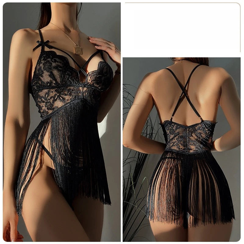 Kit de lingerie érotique sexy pour femmes, tentation en dentelle, pompon, sous-vêtements porno sensuels pour le sexe, poupées chaudes, vêtements exotiques, vêtements de nuit sexuels