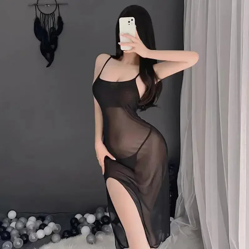 Sous-vêtements transparents Sexy pour femmes, jupes longues séduisantes, pyjamas, ensembles de sous-vêtements sexy pour occasions intimes