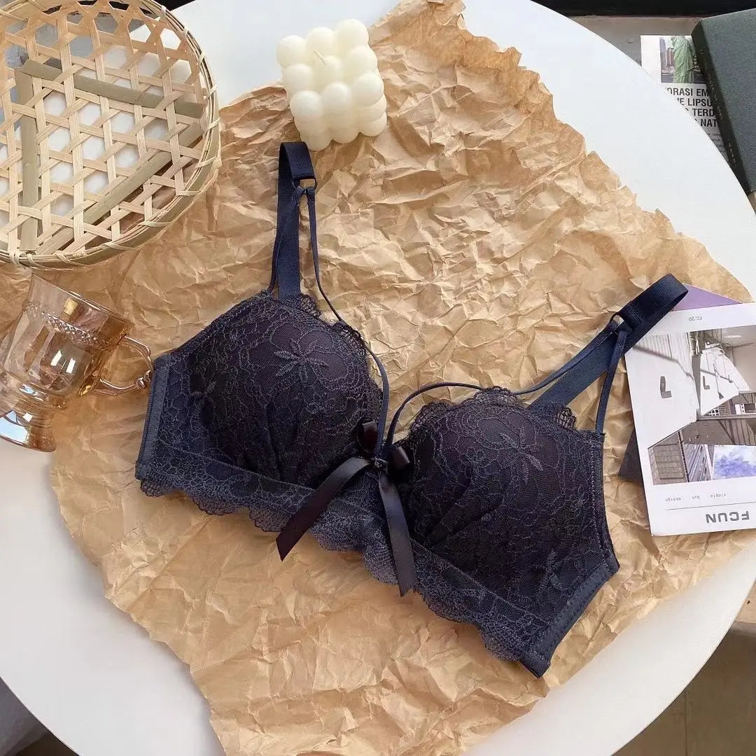 Soutien-gorge Sexy en dentelle brodée florale, sous-vêtements confortables et réglables pour femmes, bonnet 3/4, brassière sans fil pour filles, Bralette