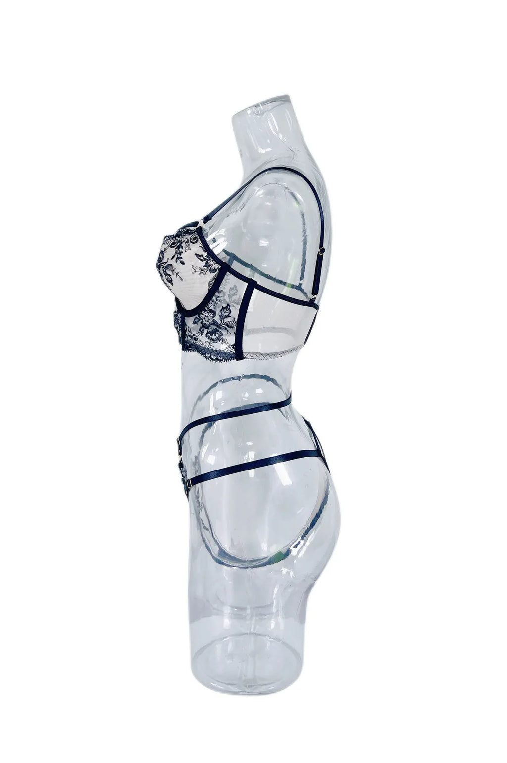 Ensemble de soutien-gorge en dentelle 2 pièces pour femmes, broderie florale noire, sous-vêtements transparents, Sexy, bonnet complet, soutien-gorge + culotte, tenues de Lingerie