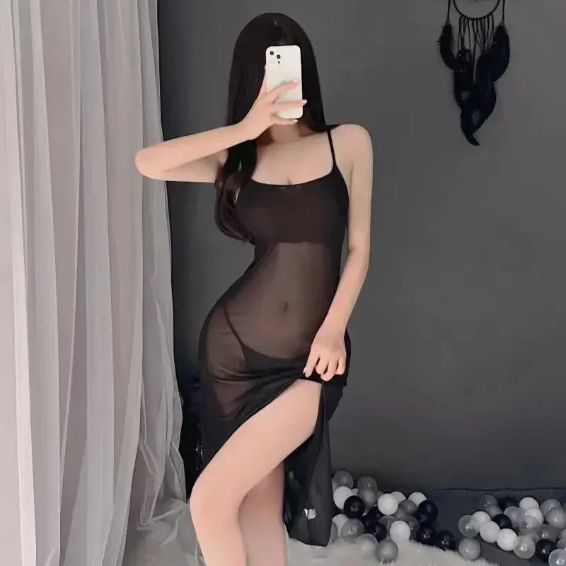 Sous-vêtements transparents Sexy pour femmes, jupes longues séduisantes, pyjamas, ensembles de sous-vêtements sexy pour occasions intimes
