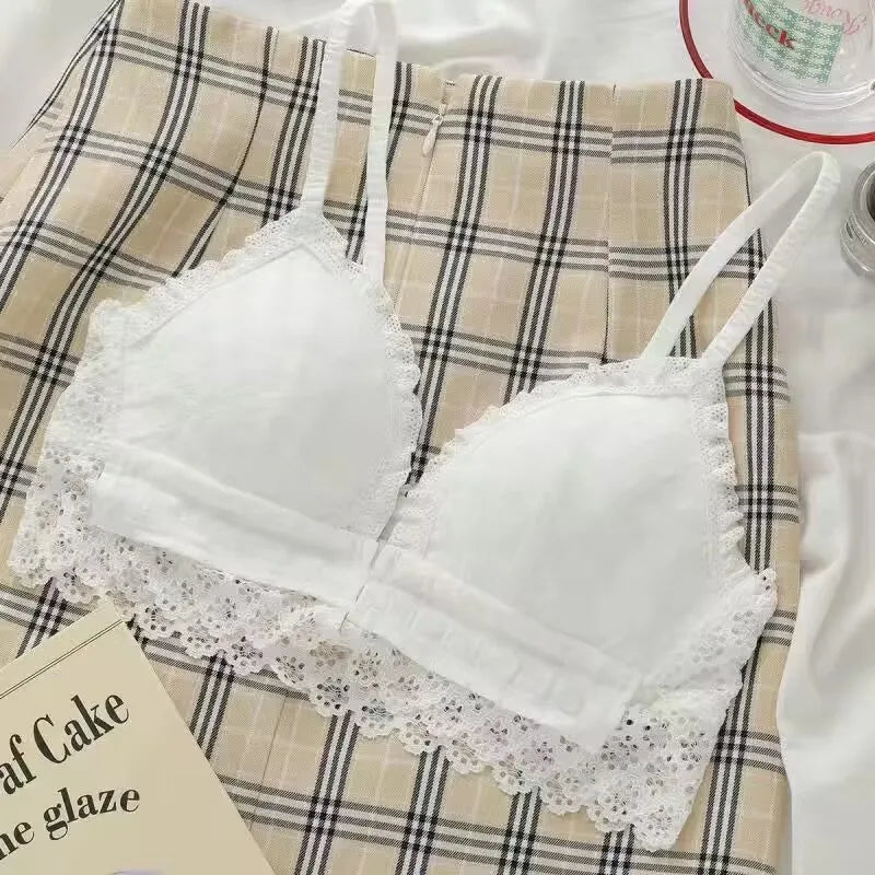 Soutien-gorge Sexy en dentelle brodée florale, sous-vêtements confortables et réglables pour femmes, bonnet 3/4, brassière sans fil pour filles, Bralette