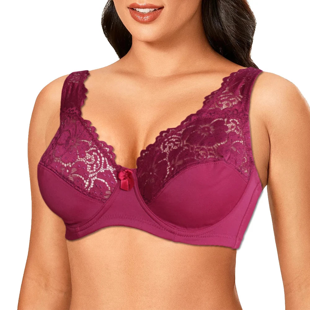 Soutiens-gorge pour femmes Lingerie haut femme dentelle soutien-gorge à armatures grande taille brassière Perspective sous-vêtements Sexy B C D DD E F tasse