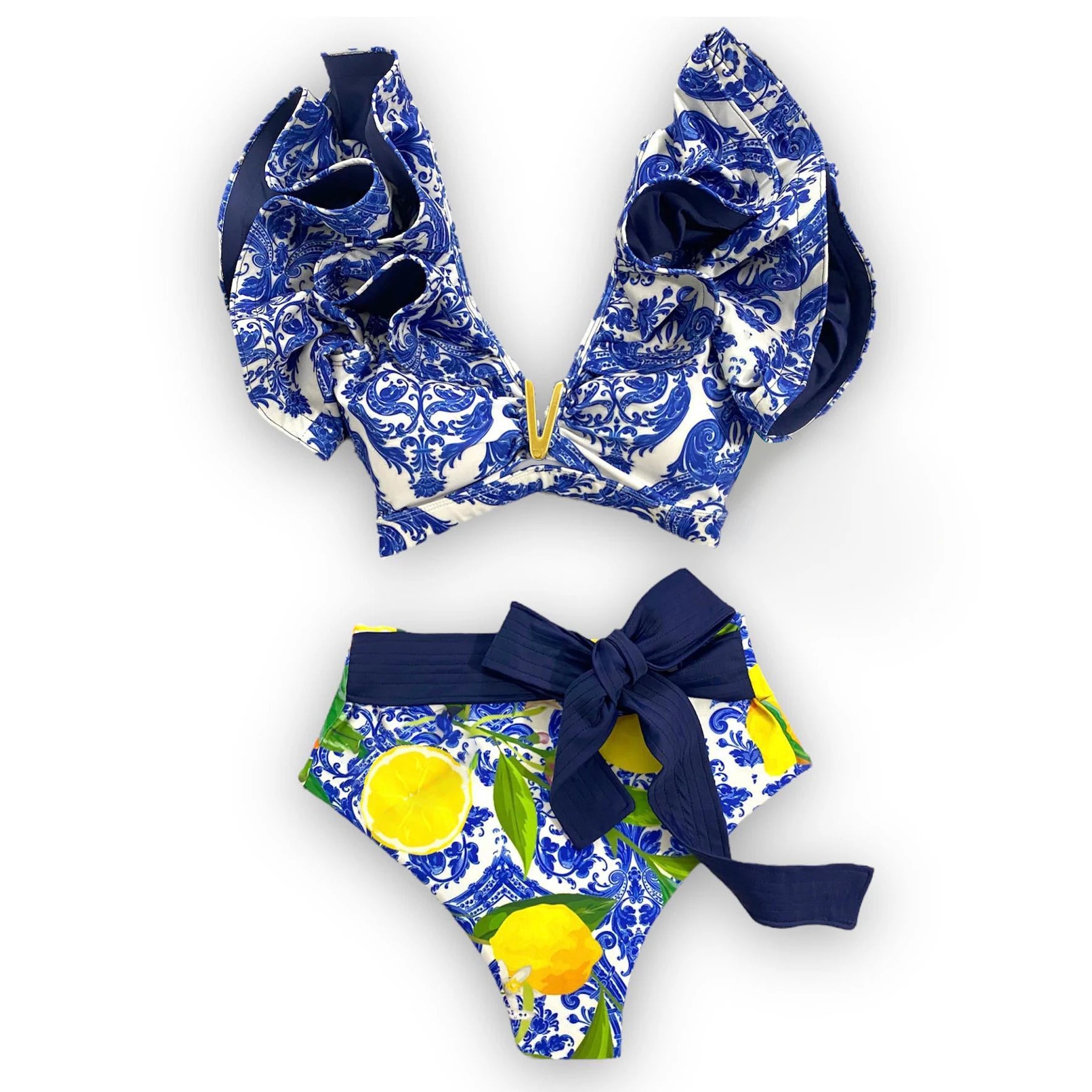 Deux pièces femmes Floral 2025 Push-Up rembourré soutien-gorge volants bandeau Bikini ensemble maillot de bain maillots de bain maillot de bain maillots de bain Biquini