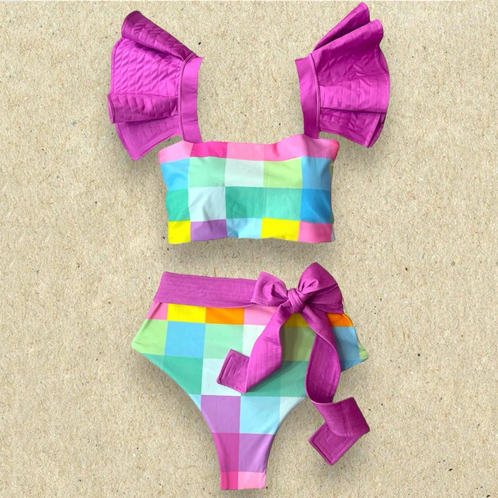 Deux pièces femmes Floral 2025 Push-Up rembourré soutien-gorge volants bandeau Bikini ensemble maillot de bain maillots de bain maillot de bain maillots de bain Biquini