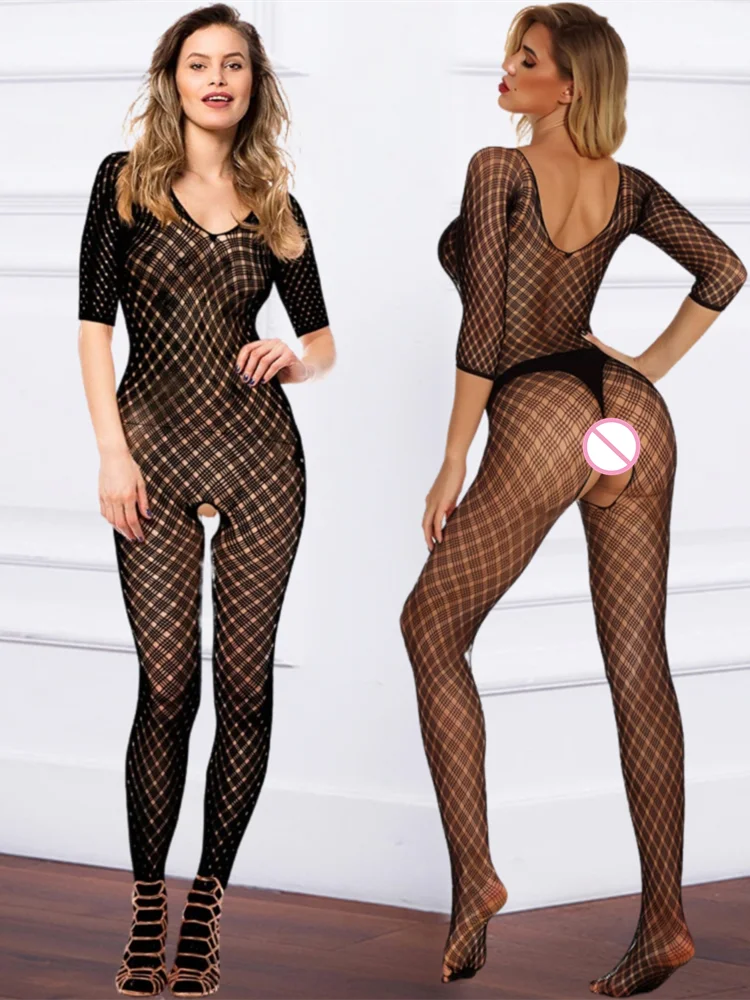 Sous-vêtements sexy une pièce pour femmes, collants en filet de pêche, lingerie pour dames, bas complets, vêtements en maille 7.0, boîtes de nuit, ensemble sexuel