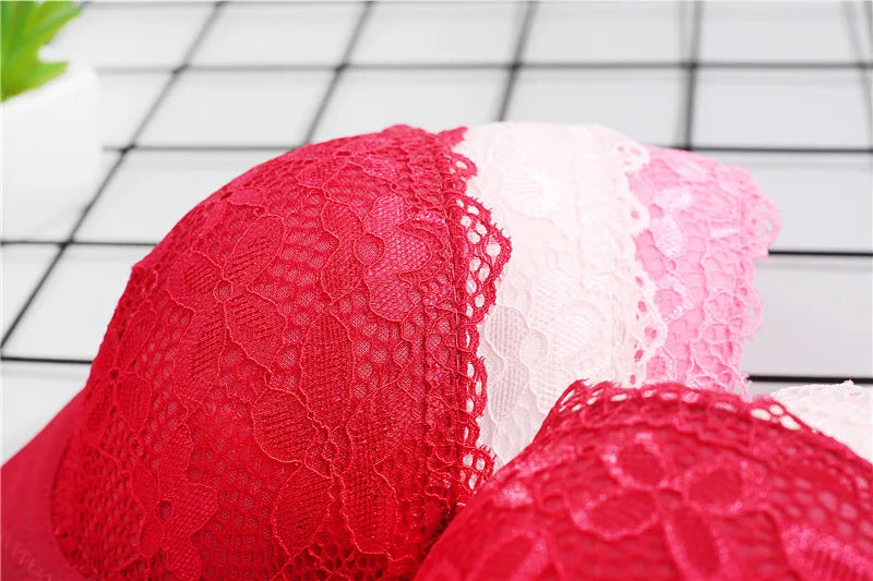 Soutien-gorge Push Up en dentelle pour femmes, avec armatures, nœud Sexy, Bralette, sous-vêtements féminins, Lingerie, bretelles réglables, brassière froncée, 2023