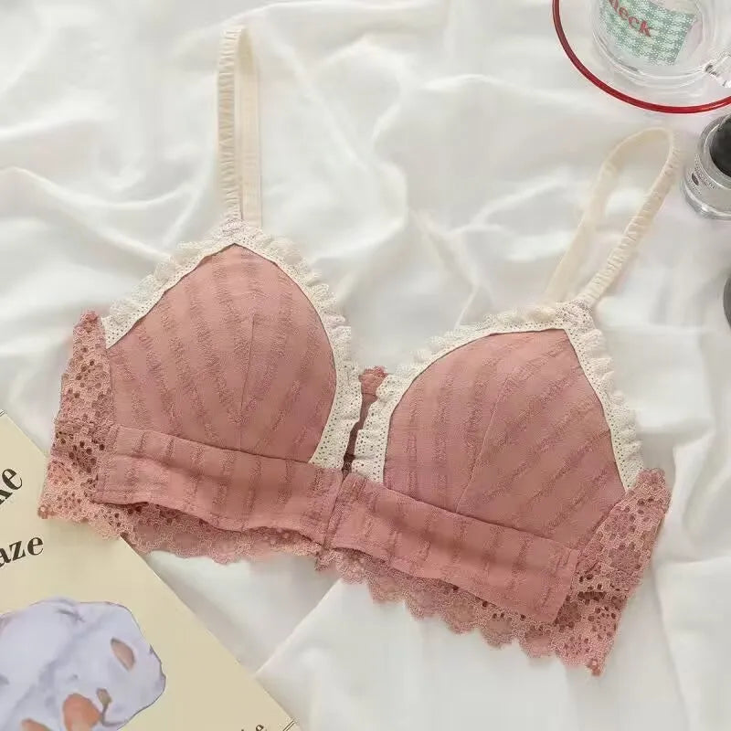 Soutien-gorge Sexy en dentelle brodée florale, sous-vêtements confortables et réglables pour femmes, bonnet 3/4, brassière sans fil pour filles, Bralette