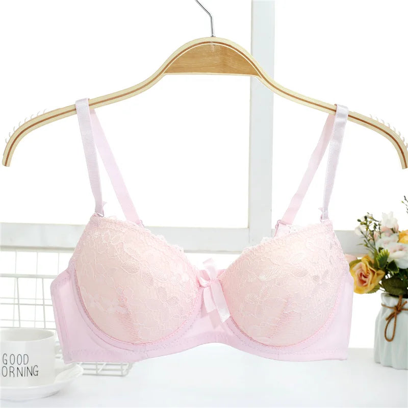 Soutien-gorge Push Up en dentelle pour femmes, avec armatures, nœud Sexy, Bralette, sous-vêtements féminins, Lingerie, bretelles réglables, brassière froncée, 2023
