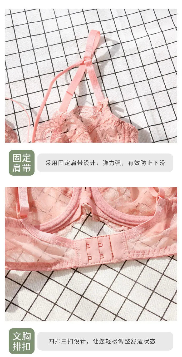 Ensemble de soutien-gorge sexy en dentelle française, minimiseur pour buste grand transparent, lingerie Pure Desire avec découpe, best-seller toutes saisons