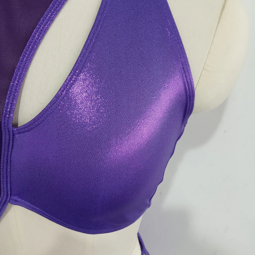 Combinaison de corps de ballet de danse moderne pour enfants, maille hologramme, costume d'entraînement pour filles, performance de groupe scolaire de danse, vente au détail et en gros