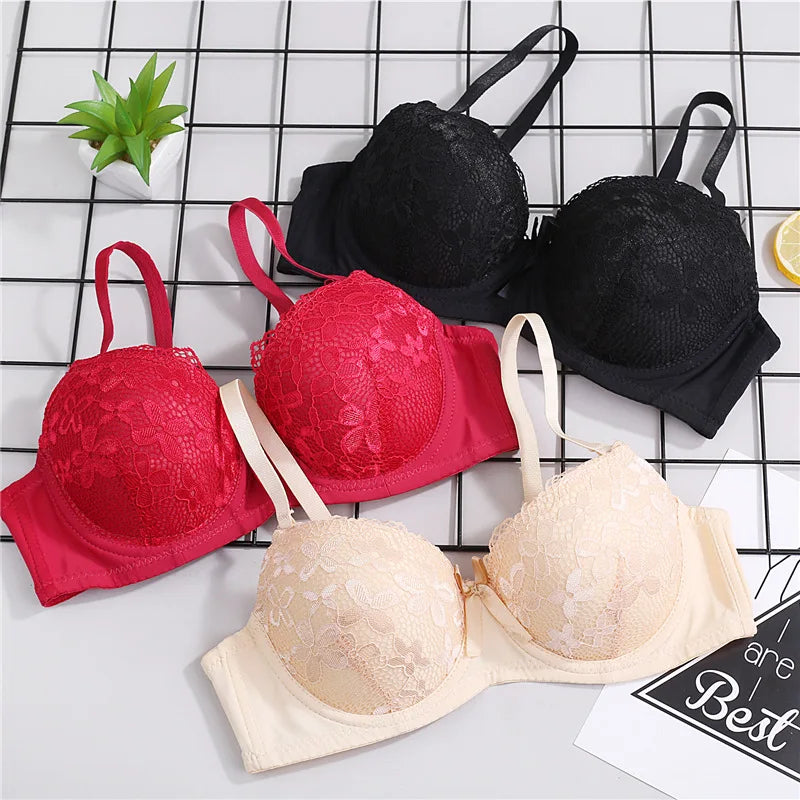 Soutien-gorge Push Up en dentelle pour femmes, avec armatures, nœud Sexy, Bralette, sous-vêtements féminins, Lingerie, bretelles réglables, brassière froncée, 2023