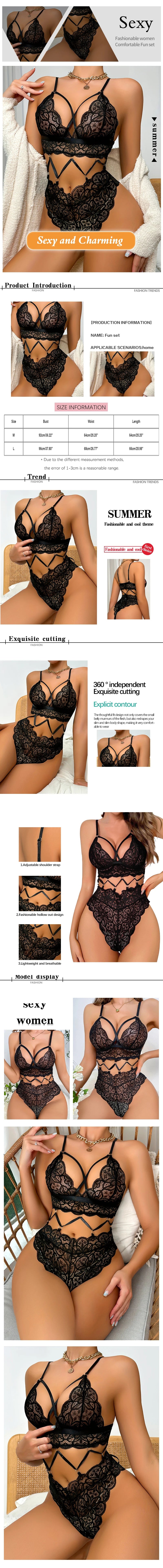 Ensemble de soutien-gorge et sous-vêtements College transparents pour femmes, bretelles initiées réglables, style fendu, sexy, nouveau, 2 pièces