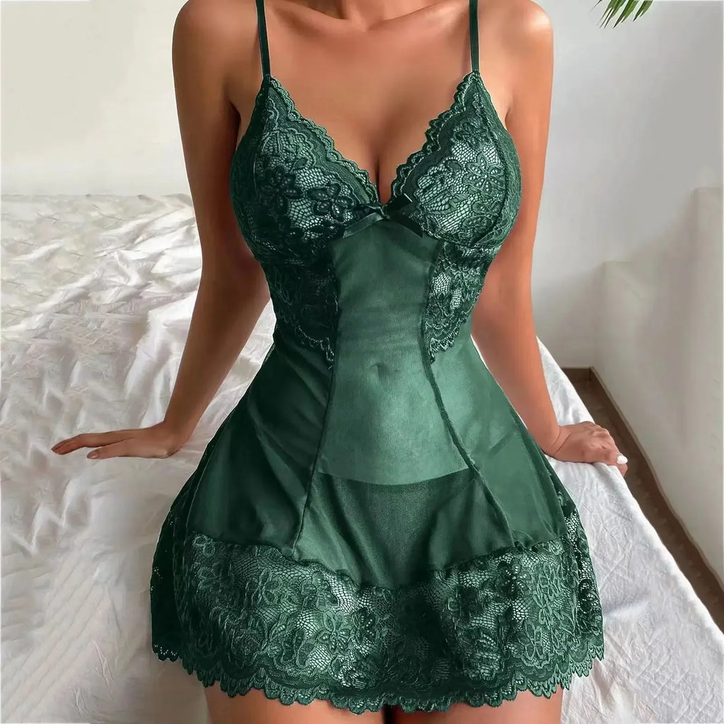 Nuisette en dentelle transparente pour femmes, lingerie sexy, vêtements sexuels porno, robe en peluche, sous-vêtements, chemise de nuit, vêtements de nuit, 7.0