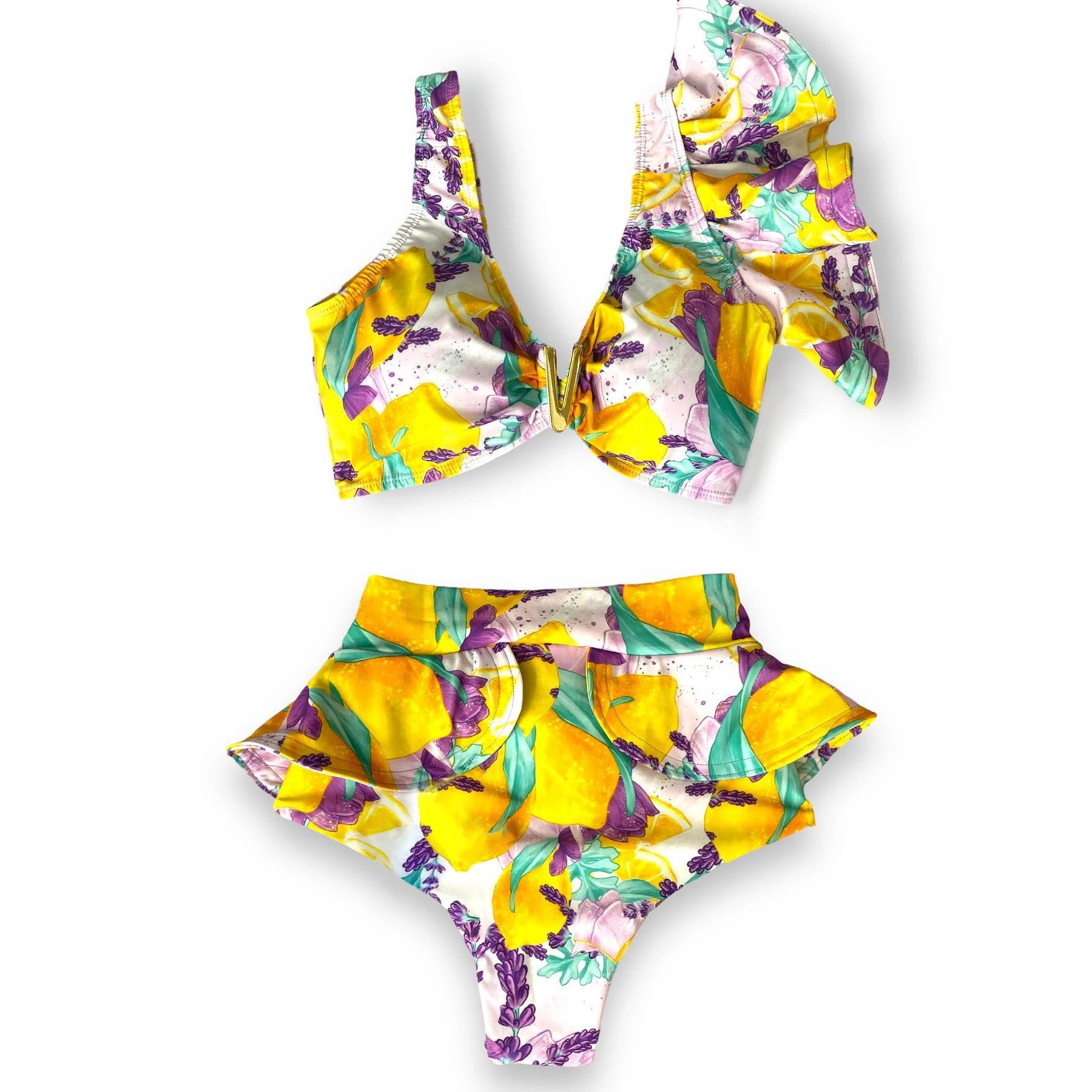 Deux pièces femmes Floral 2025 Push-Up rembourré soutien-gorge volants bandeau Bikini ensemble maillot de bain maillots de bain maillot de bain maillots de bain Biquini