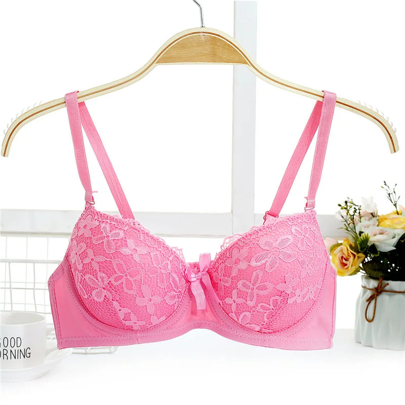 Soutien-gorge Push Up en dentelle pour femmes, avec armatures, nœud Sexy, Bralette, sous-vêtements féminins, Lingerie, bretelles réglables, brassière froncée, 2023