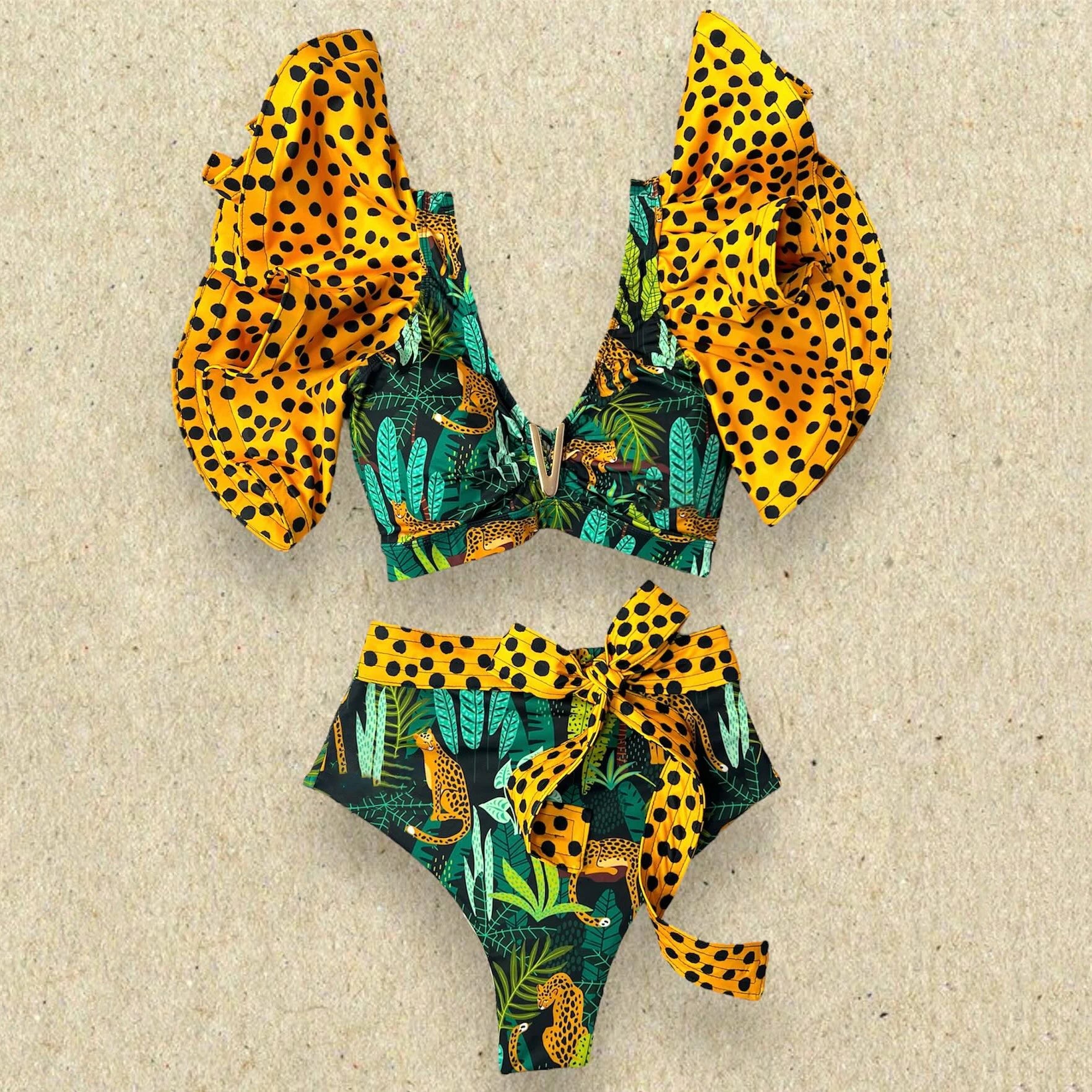 Deux pièces femmes Floral 2025 Push-Up rembourré soutien-gorge volants bandeau Bikini ensemble maillot de bain maillots de bain maillot de bain maillots de bain Biquini
