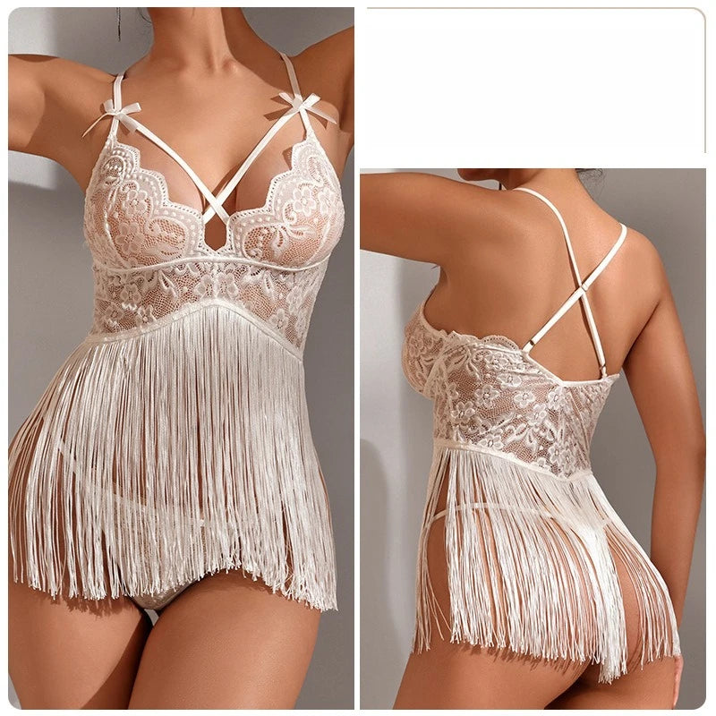 Kit de lingerie érotique sexy pour femmes, tentation en dentelle, pompon, sous-vêtements porno sensuels pour le sexe, poupées chaudes, vêtements exotiques, vêtements de nuit sexuels