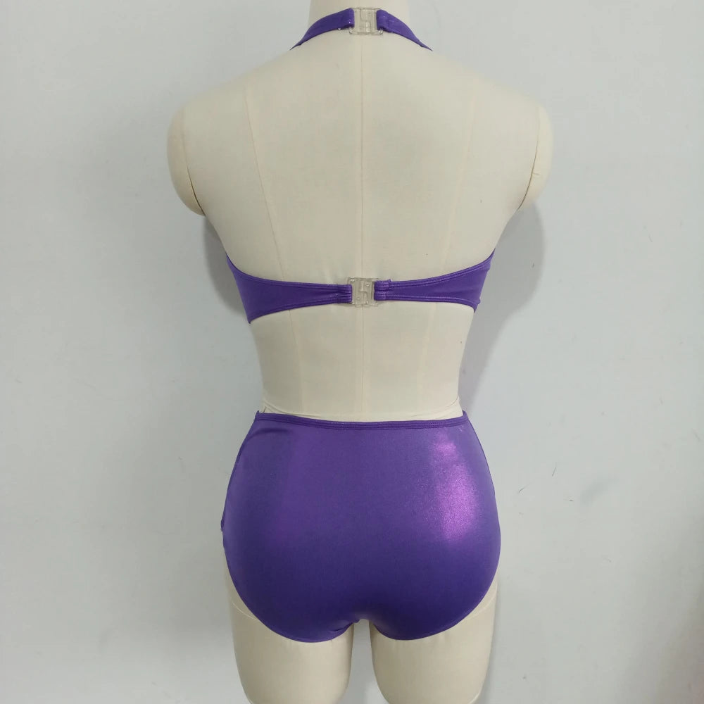 Combinaison de corps de ballet de danse moderne pour enfants, maille hologramme, costume d'entraînement pour filles, performance de groupe scolaire de danse, vente au détail et en gros