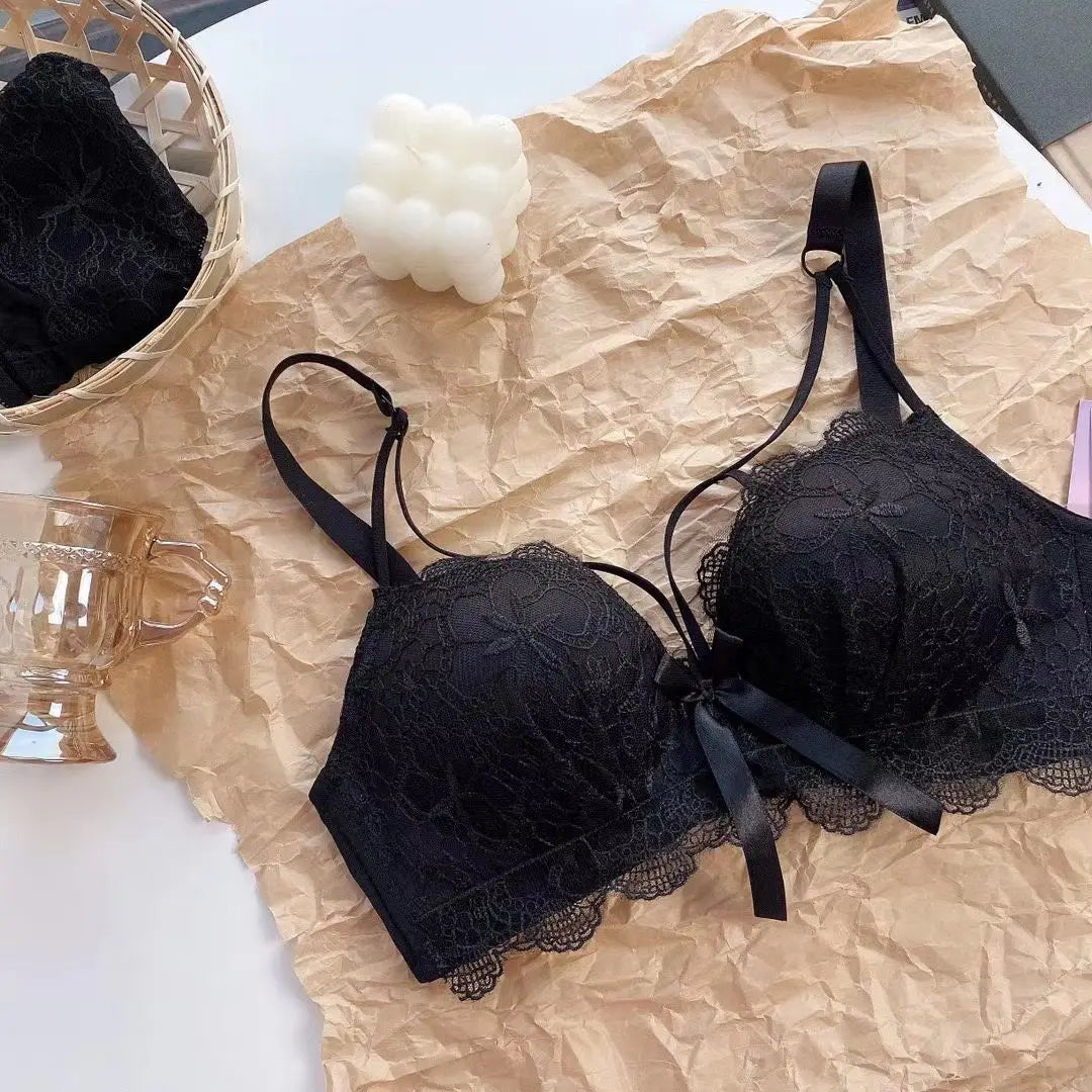 Soutien-gorge Sexy en dentelle brodée florale, sous-vêtements confortables et réglables pour femmes, bonnet 3/4, brassière sans fil pour filles, Bralette