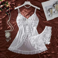 Un ensemble de chemise de nuit Ultra Sexy en Tulle, soutien-gorge à col en v, jupe de nuit ouverte, robe érotique pour femme, pyjama transparent, pantalon de Lingerie, kit de luxe
