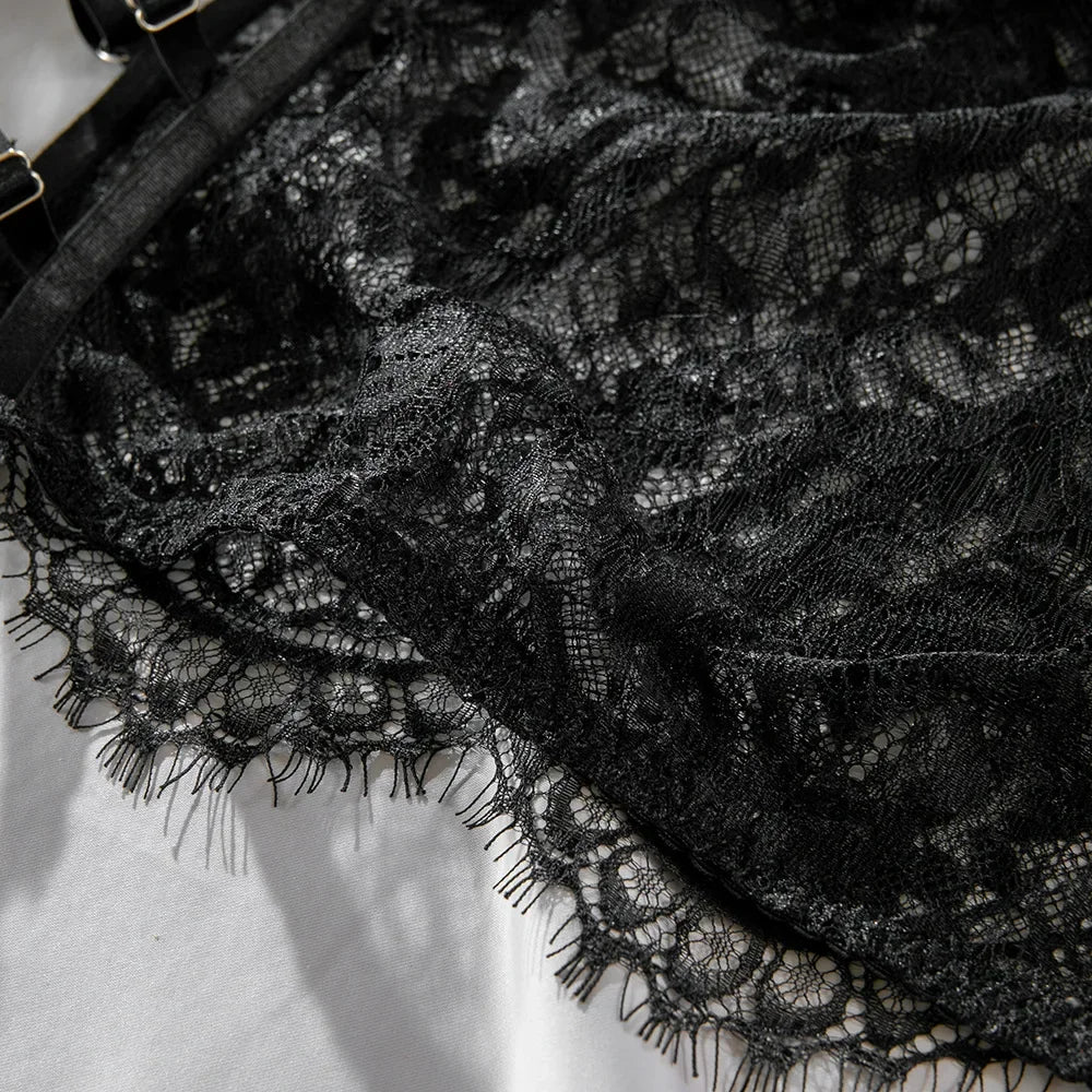 Ensembles de Lingerie sensuelle fantaisie, jarretelles ajourées sur le côté, sous-vêtements pour femmes, transparent en dentelle chaude, nouveaux tenues