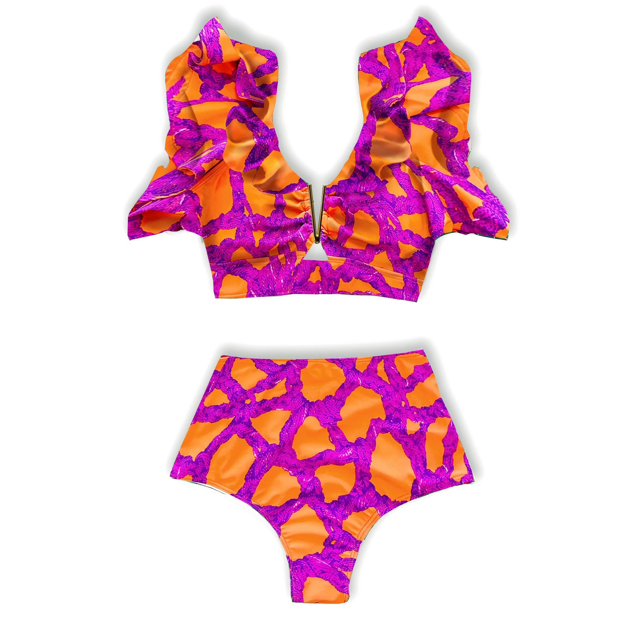 Deux pièces femmes Floral 2025 Push-Up rembourré soutien-gorge volants bandeau Bikini ensemble maillot de bain maillots de bain maillot de bain maillots de bain Biquini