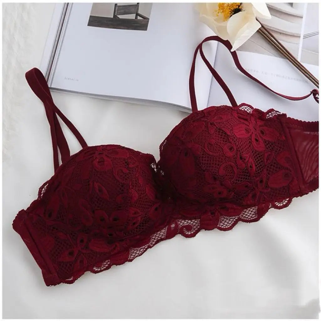 Soutien-gorge Sexy en dentelle brodée florale, sous-vêtements confortables et réglables pour femmes, bonnet 3/4, brassière sans fil pour filles, Bralette