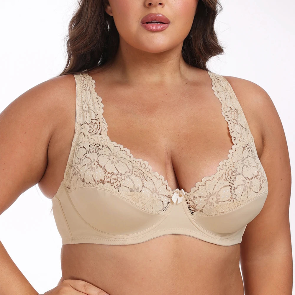 Soutiens-gorge pour femmes Lingerie haut femme dentelle soutien-gorge à armatures grande taille brassière Perspective sous-vêtements Sexy B C D DD E F tasse