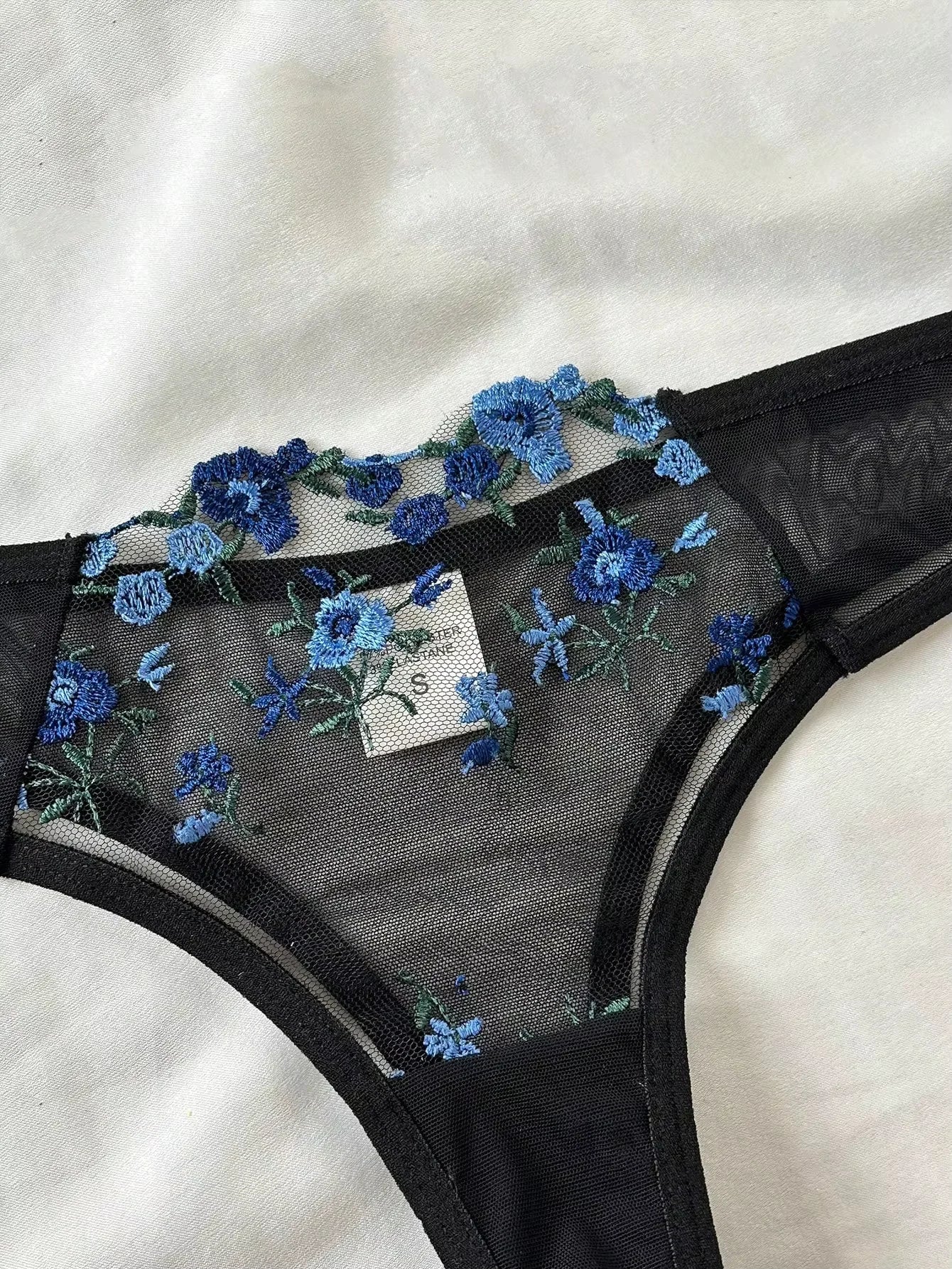Érotique broderie bleu fragments floraux dentelle nuisette sensuelle Lingerie soutien-gorge ensemble pour femmes sous-vêtements intime Sexi culotte ensemble 2024