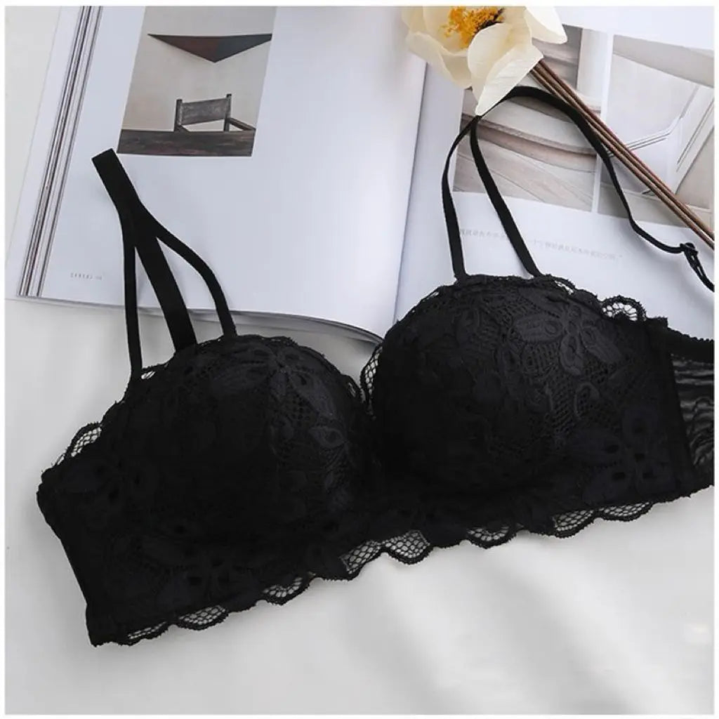 Soutien-gorge Sexy en dentelle brodée florale, sous-vêtements confortables et réglables pour femmes, bonnet 3/4, brassière sans fil pour filles, Bralette