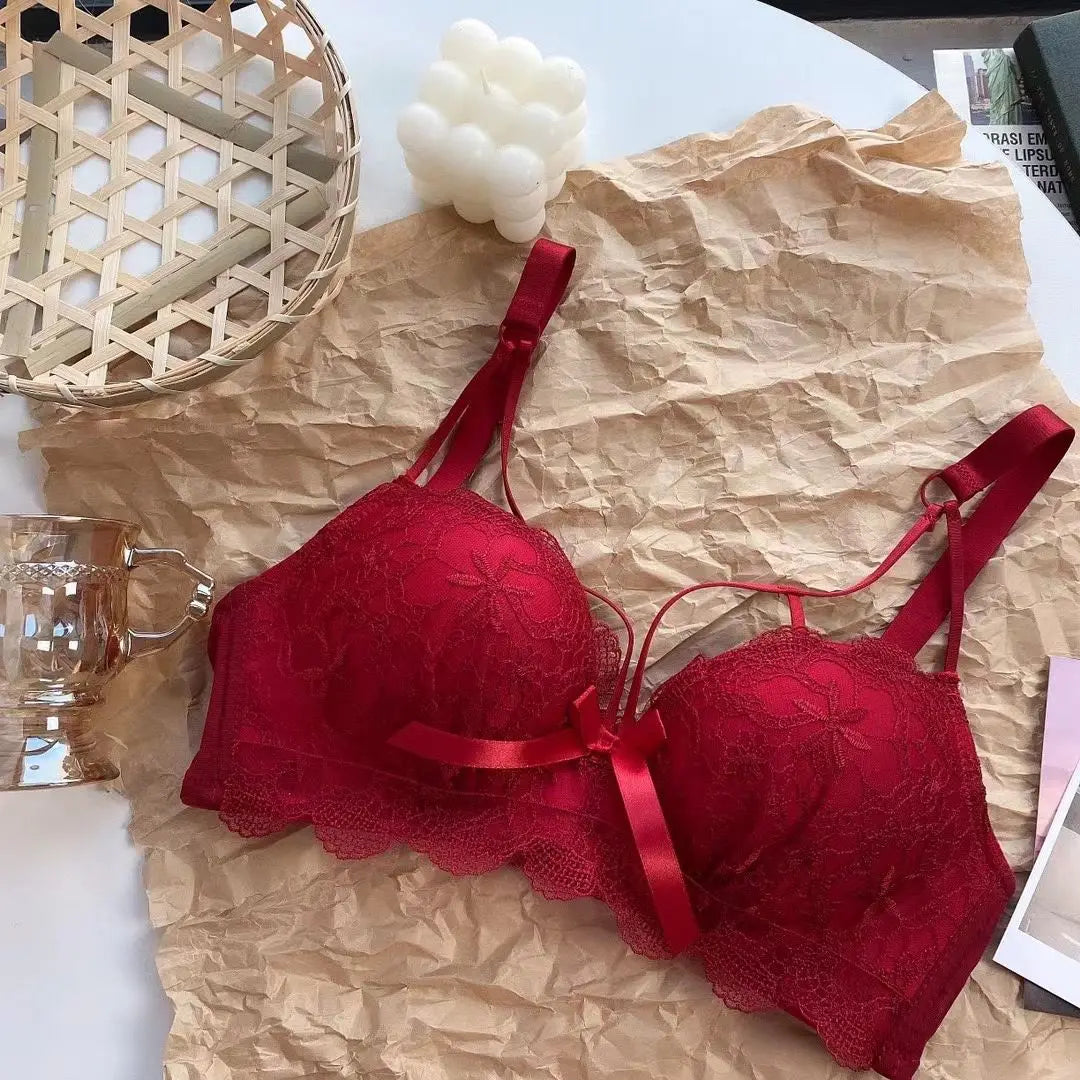 Soutien-gorge Sexy en dentelle brodée florale, sous-vêtements confortables et réglables pour femmes, bonnet 3/4, brassière sans fil pour filles, Bralette